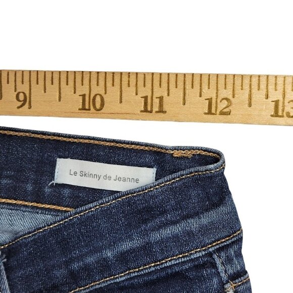 Frame Le Skinny de Jeanne Jeans Size 25 24X28 Dark Wash Low Rise Ripped Knee - Picture 11 of 15